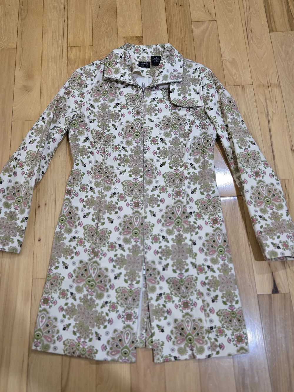 Vtg Nicole Miller Floral Paisley Trench Coat